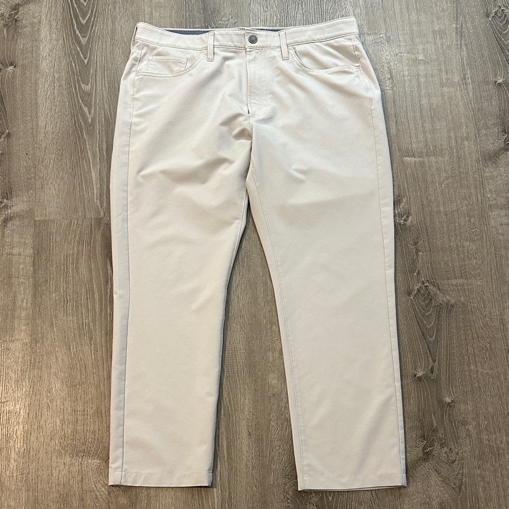 Bonobos Men’s 35 Slim‎ Flat Front Straight Golf Performance Beige Casual Pants
